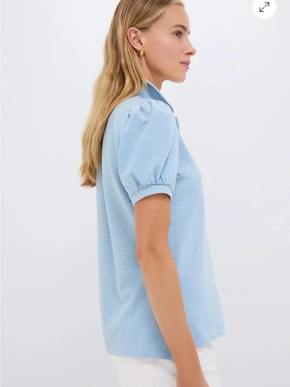 Tuckernuck Light Blue Pique Puff Sleeve Peggy Polo - Picture 3 of 8